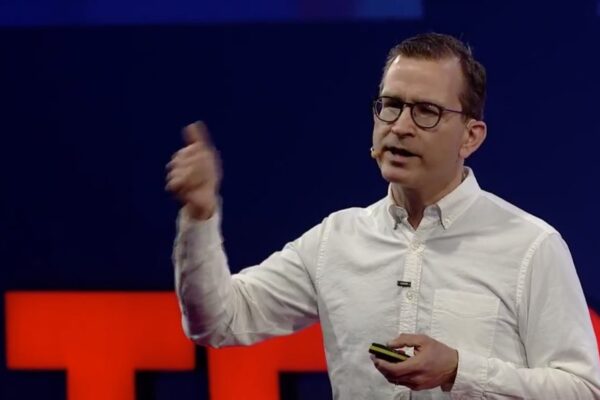Bruce at TED 4 Bruce Friedrich speaks during Fellows Session at TED2019: Bigger Than Us. April 15 - 19, 2019, Vancouver, BC, Canada. Photo: Ryan Lash / TED